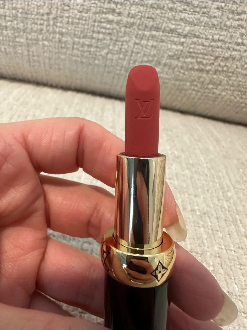 Louis  Vuitton Pink Brown Lipstick with Gold Accents